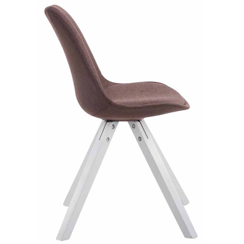 Juego de 4 sillas de visita Toulouse en tejido Square blanco y marrón