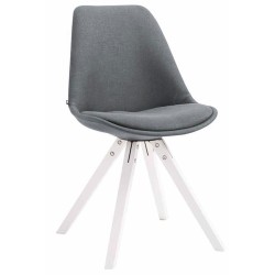 Juego de 4 sillas de visita Toulouse en tejido Square, blanco y gris oscuro