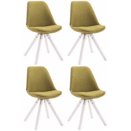 Juego de 4 sillas de visita Toulouse en tejido Square blanco y verde