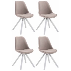 Juego de 4 sillas de visita Toulouse en tejido cuadrado blanco topo