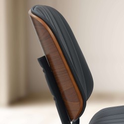 Silla de visita Tiffin en nogal/cuero artificial negro