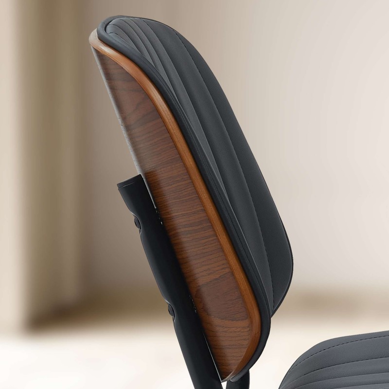 Silla de visita Tiffin en nogal/cuero artificial negro