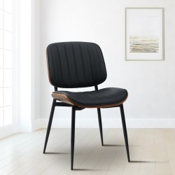 Silla de visita Tiffin en nogal/cuero artificial negro