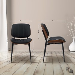 Silla de visita Tiffin en nogal/cuero artificial negro