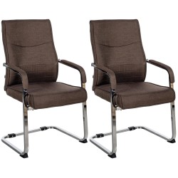 Juego de 2 sillas de visita Hobart en tela marrón