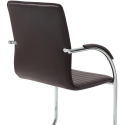 Silla de visita Tira en piel sintética marrón