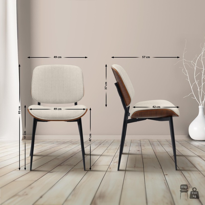 Silla de visita Tiffin en tela nogal/crema