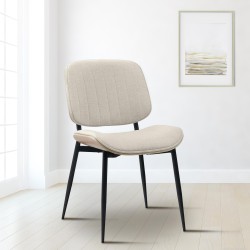 Silla de visita Tiffin en tela natural/crema