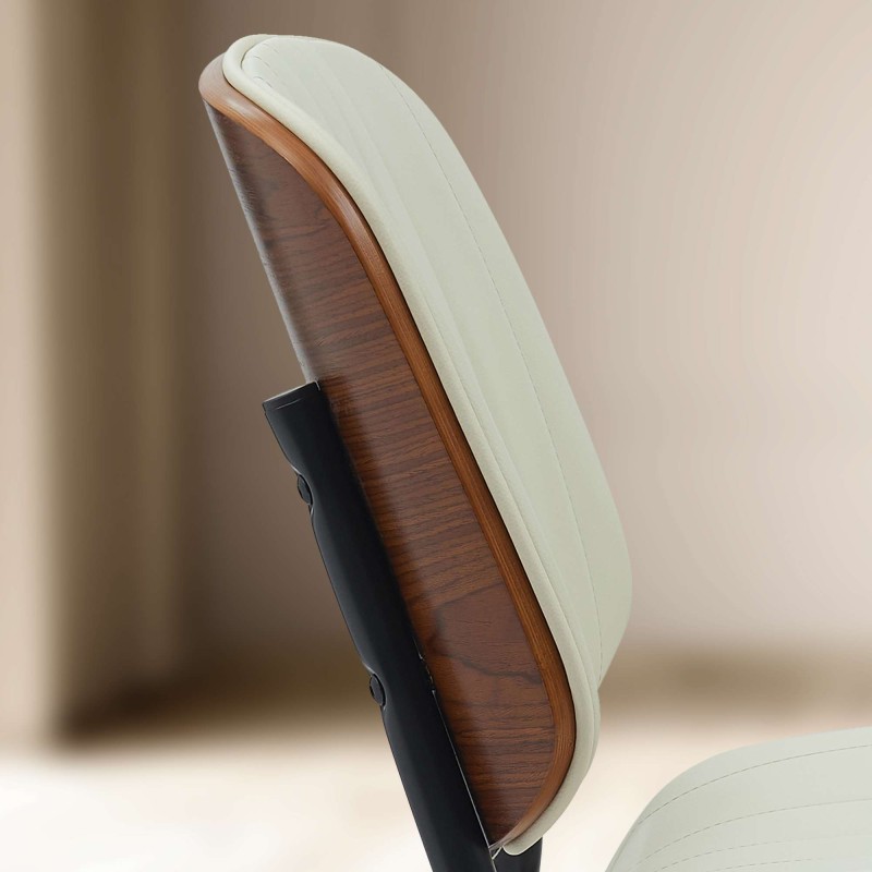 Silla de visitas Tiffin en piel sintética color nogal/crema