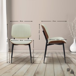 Silla de visitas Tiffin en piel sintética color nogal/crema