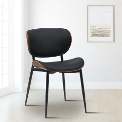 Silla de visita Enid en nogal/piel sintética negra