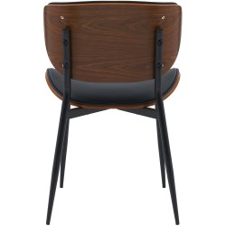 Silla de visita Enid en nogal/piel sintética negra
