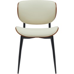 Silla de visita Enid en piel sintética color nogal/crema