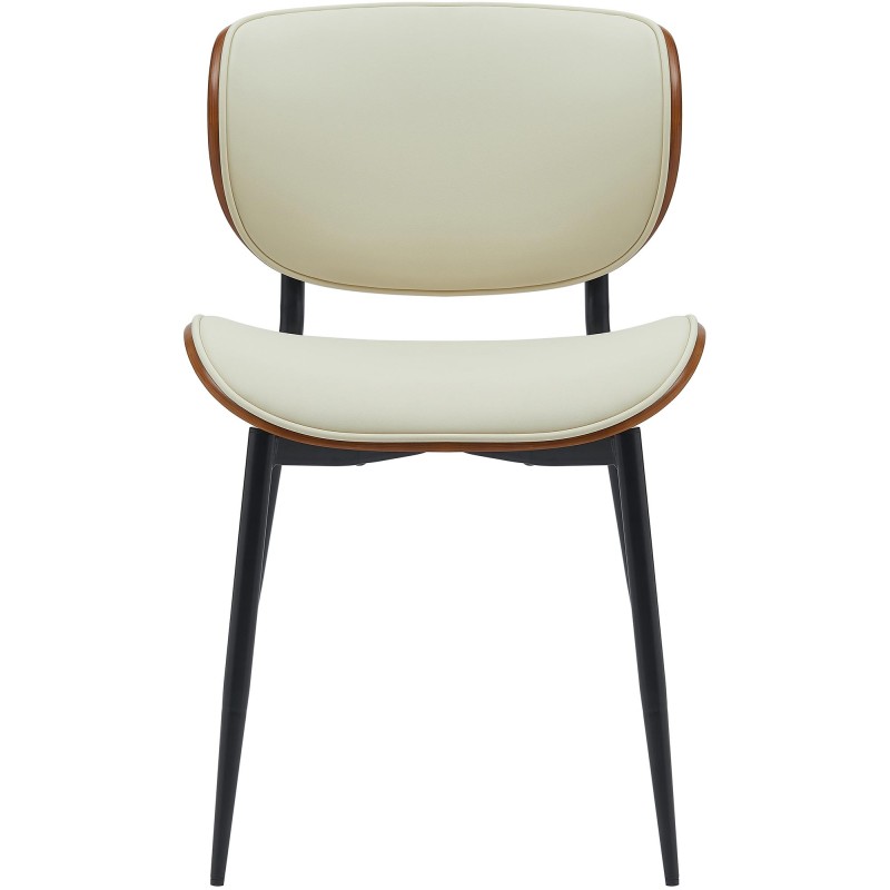 Silla de visita Enid en piel sintética color nogal/crema