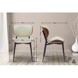 Silla de visita Enid en piel sintética color nogal/crema