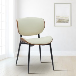 Silla de visita Enid en piel sintética color nogal/crema