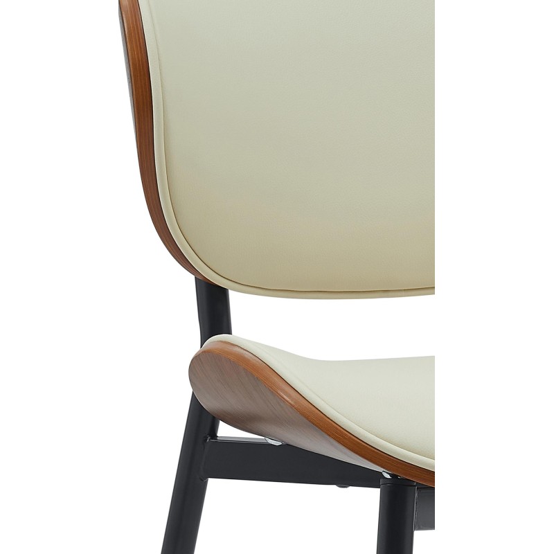 Silla de visita Enid en piel sintética color nogal/crema