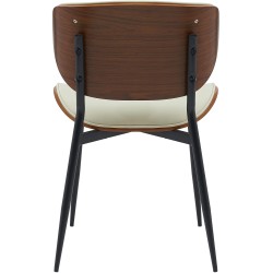 Silla de visita Enid en piel sintética color nogal/crema