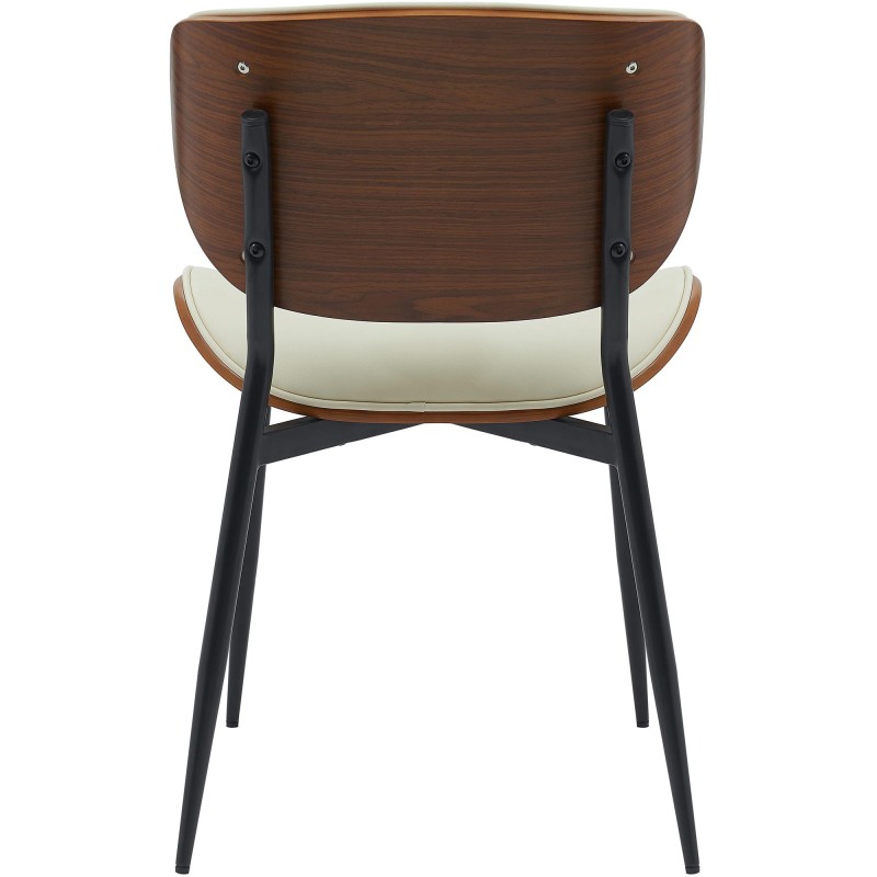 Silla de visita Enid en piel sintética color nogal/crema