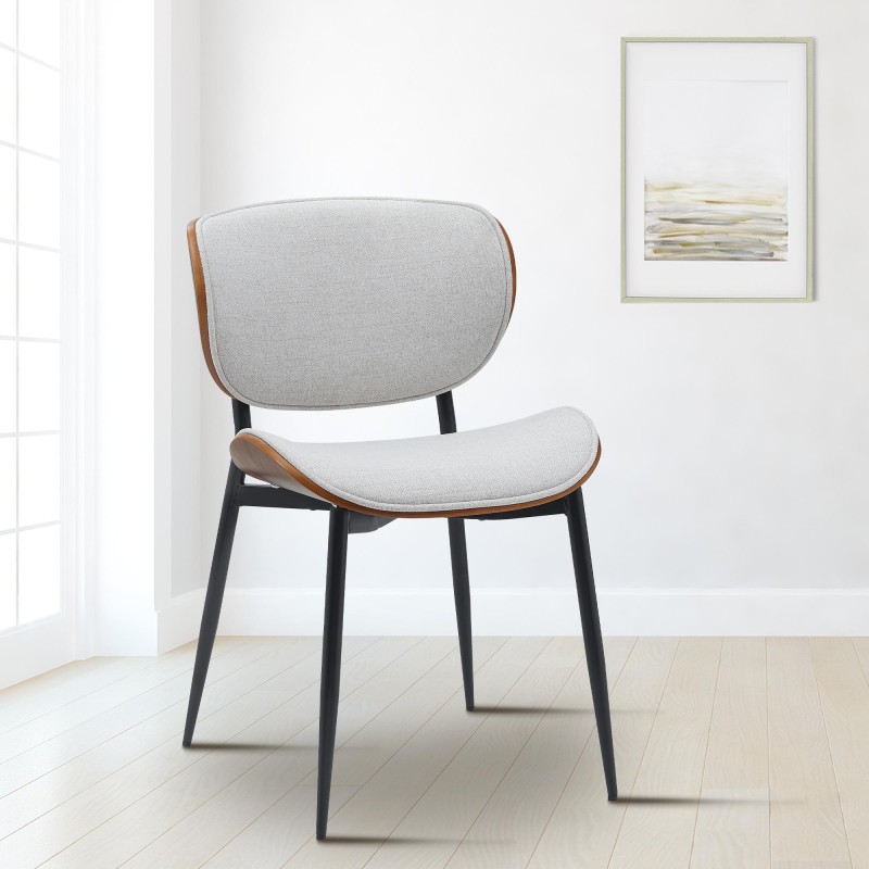 Silla de visita Enid en tela nogal/crema
