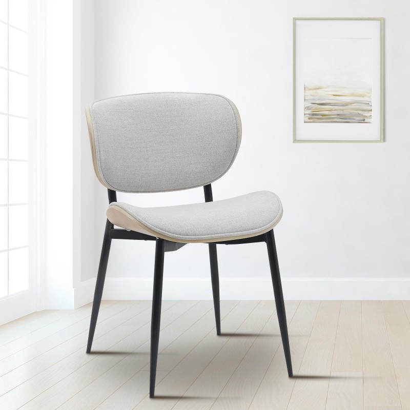 Silla de visita Enid en tejido natural/crema