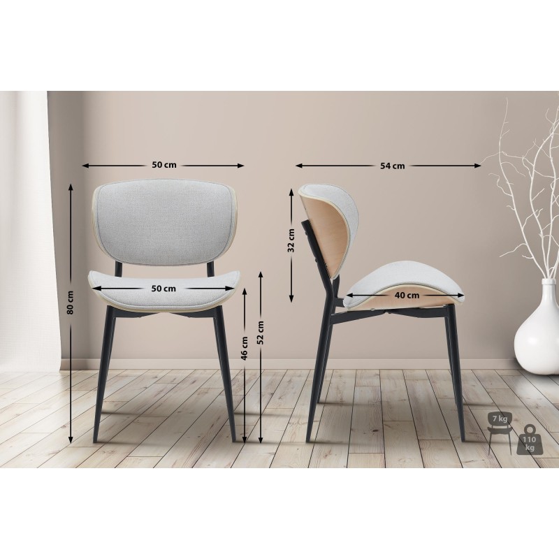 Silla de visita Enid en tejido natural/crema