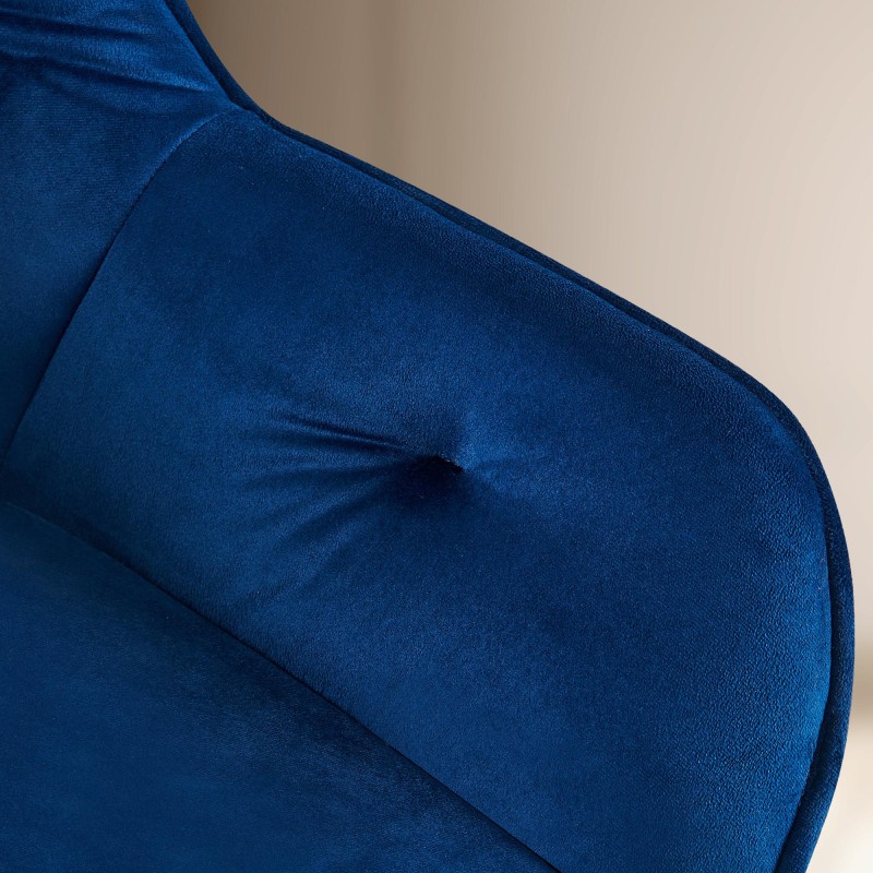 Silla de visita de terciopelo azul Cassis