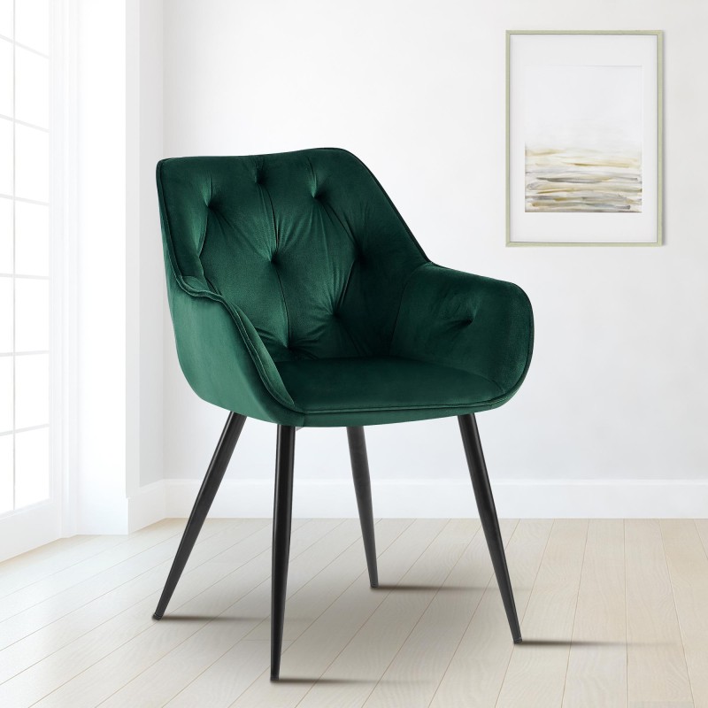 Silla de visita de terciopelo verde Cassis