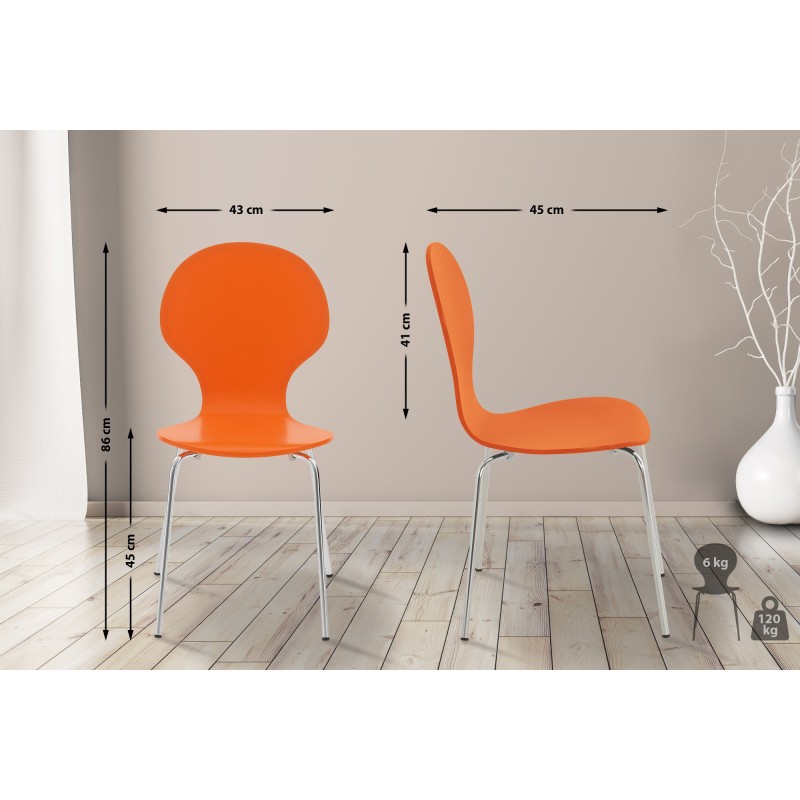 Juego de 4 sillas de visita Diego color naranja