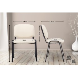 Silla de visitas Ken de piel sintética color crema