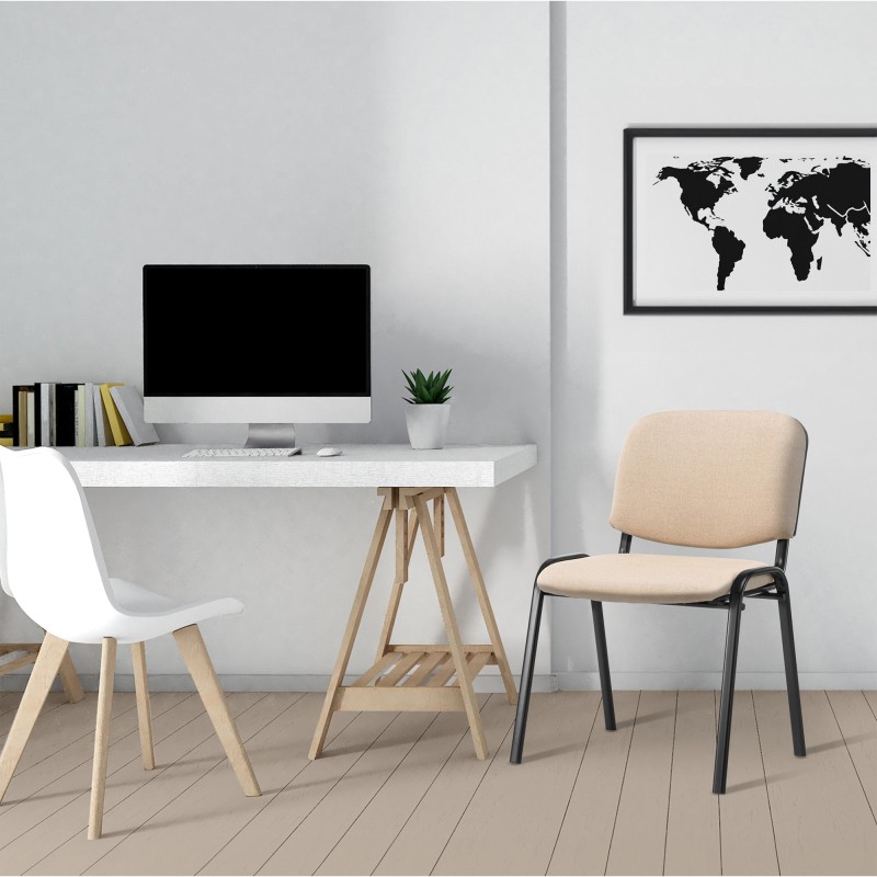 Silla de visita Ken en tela color crema