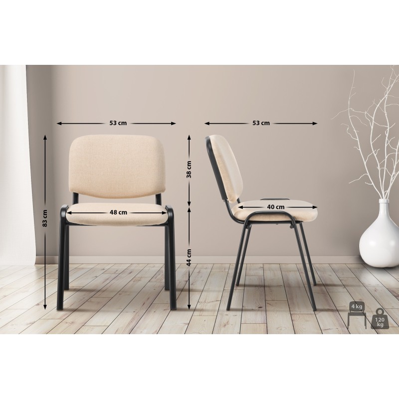 Silla de visita Ken en tela color crema