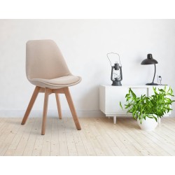 Silla de visita Borneo V2 Natura en tejido color crema