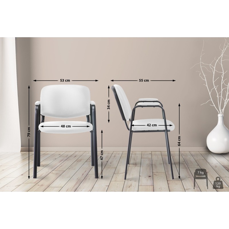 Silla de visita Ken PRO en polipiel blanca