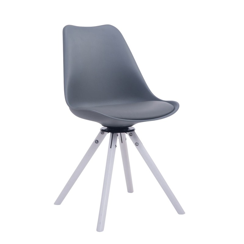 Silla de visita Troyes giratoria blanca redonda gris