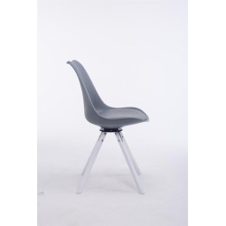 Silla de visita Troyes giratoria blanca redonda gris
