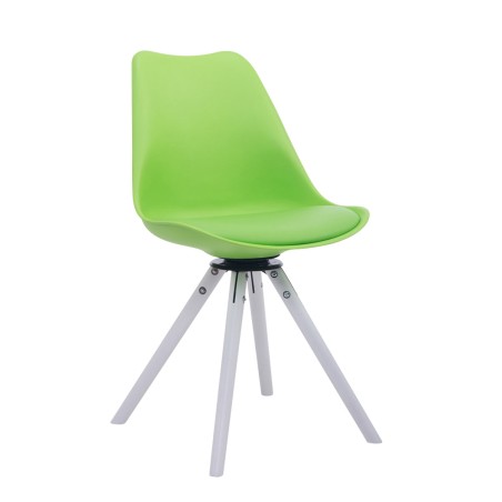 Silla de visita Troyes giratoria blanca redonda verde