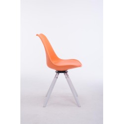 Silla de visita Troyes giratoria blanca redonda naranja
