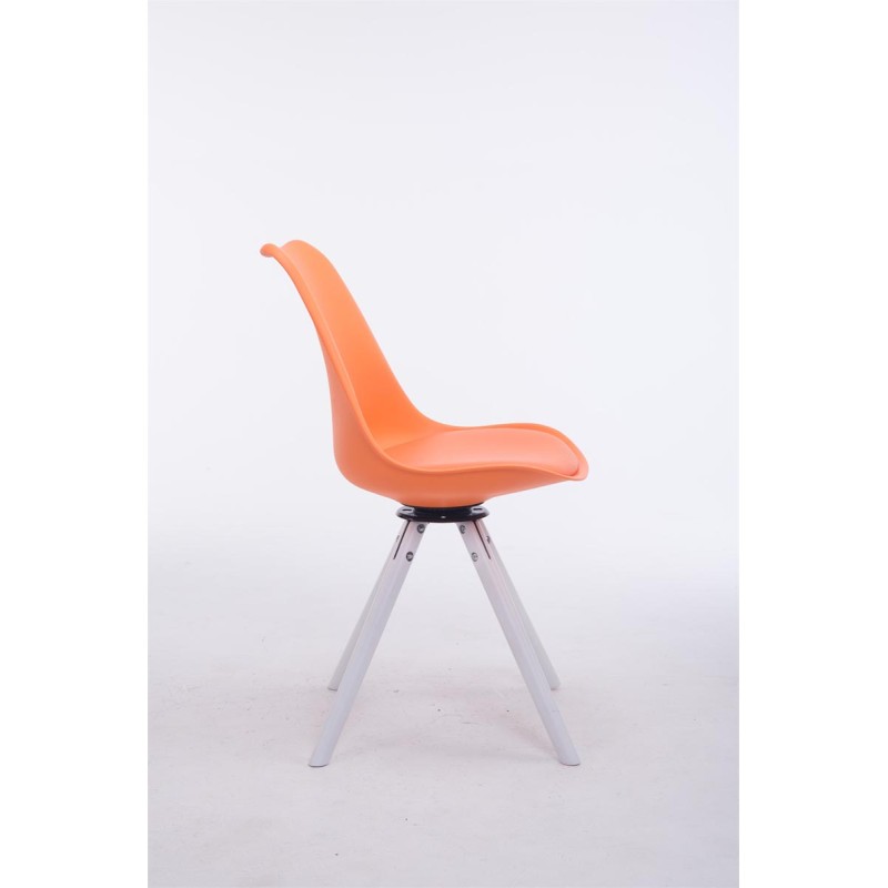 Silla de visita Troyes giratoria blanca redonda naranja