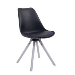 Silla de visita Troyes giratoria blanca redonda negra