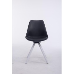 Silla de visita Troyes giratoria blanca redonda negra