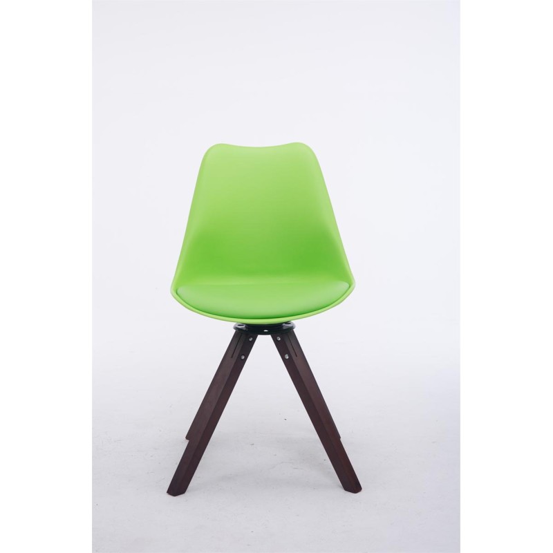 Silla de visita Troyes giratoria nogal verde cuadrada