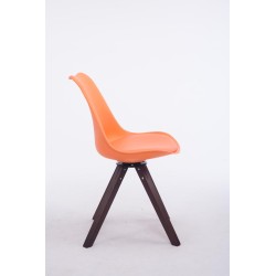 Silla de visita Troyes giratoria nogal cuadrada naranja