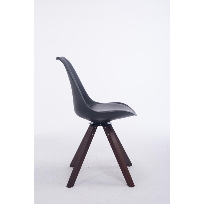 Silla de visita Troyes, giratoria, cuadrada, de nogal negro