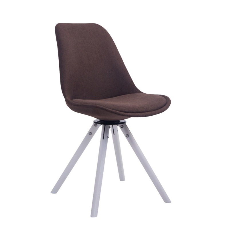 Silla de visita Troyes giratoria de tela blanca redonda marrón