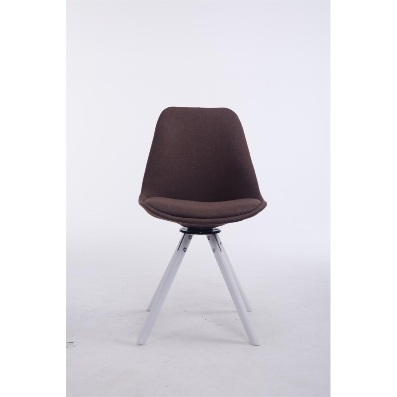 Silla de visita Troyes giratoria de tela blanca redonda marrón