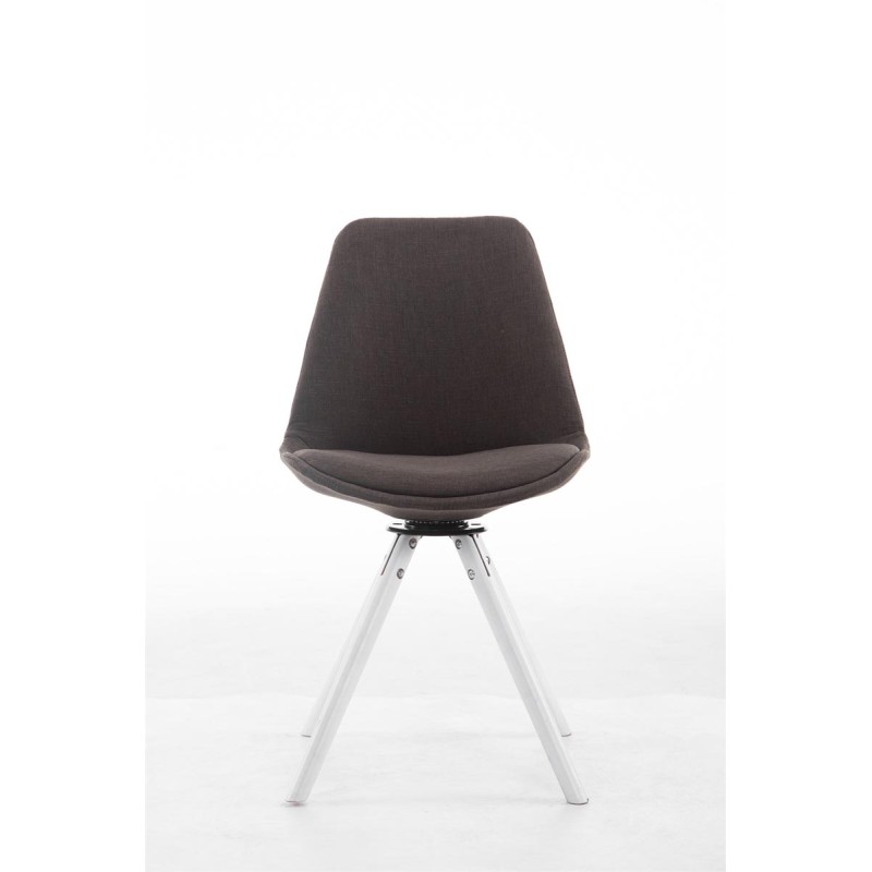 Silla de visita Troyes, silla giratoria blanca en tela redonda gris oscuro