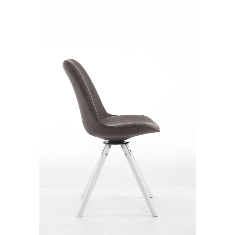 Silla de visita Troyes, silla giratoria blanca en tela redonda gris oscuro