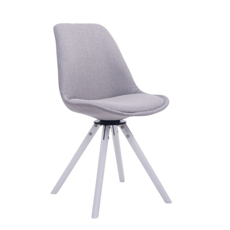 Silla de visita Troyes giratoria de tela blanca redonda gris