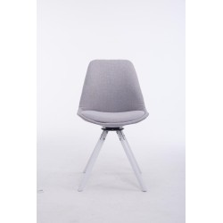 Silla de visita Troyes giratoria de tela blanca redonda gris